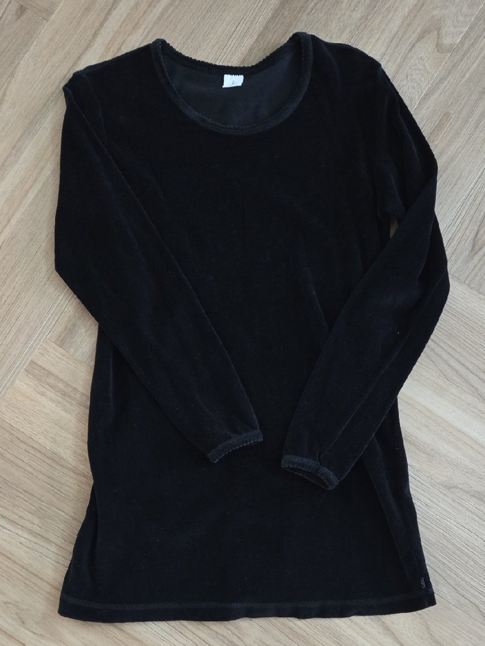 Calvin Klein Black Velour Tunic Top with White CK Label Small